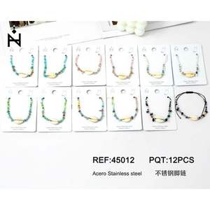 Bracelet de cheville en acier inoxydable avec coquillages, 12 pièces, bijoux tendance pour femmes - Product Image 1
