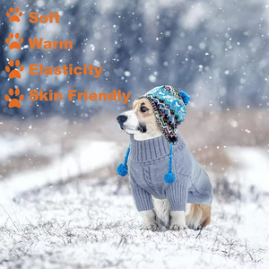 Bán Buôn Mùa Thu Mùa Đông Tùy Chỉnh Giáng Sinh Ấm Cao Cổ Áo Thun Lớn Len Mùa Đông Quần Áo Vật Nuôi Cáp Đan Áo Len - Product Image 3