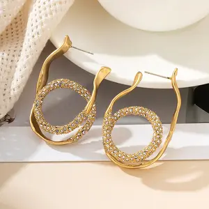 Модные индивидуальные двухцветные серьги-кольца для женщин Дешевые большие круглые серьги