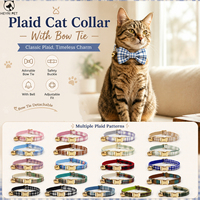 Kariertes Katzenhalsband mit passender Fliege, verstellbares Haustierhalsband für Katzen, Kätzchen und Welpen, individuelle Farben und Muster erhältlich