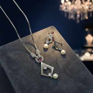 Custom 2023 Sterling Silver 925 Gold Plated Classic Dainty <b>Jewelry</b> <b>Sets</b> Zircon and Fresh Water <b>Pearl</b> Necklace with Earrings <b>Set</b> - Product Image 2