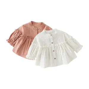 Blus Boho Muslin gaun anak perempuan Atasan Musim Semi bayi gaun pesta pakaian anak perempuan 2-12