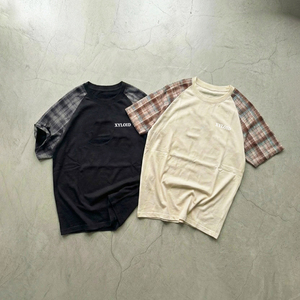 Custom Cotton T-<b>Shirt</b> For Men High Quality Heavyweight Dtg Plaid Print Logo Graphic 100% Cotton <b>Patchwork</b> Designer T <b>Shirts</b> - Product Image 1