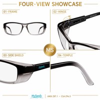 Lunettes de sécurité de prescription Mysandy OP40 ANSI Z87 anti-choc, anti-buée, en polycarbonate, UV400, carrées, vintage, verres transparents, vente en gros