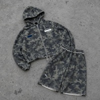 Ensemble deux pièces pour homme : sweat à capuche zippé et pantalon de survêtement ample en molleton épais pour l'automne et le streetwear