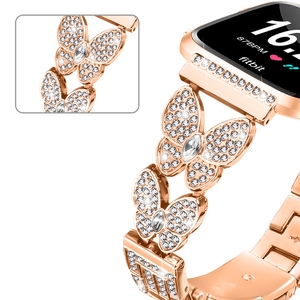 Bracelet de montre de luxe en acier inoxydable diamant pour <span class=keywords><strong>Fitbit</strong></span> <span class=keywords><strong>Versa</strong></span> <span class=keywords><strong>3</strong></span> <span class=keywords><strong>Versa</strong></span> 4 /Sense 2 bracelet de montre-bracelet en métal <span class=keywords><strong>étanche</strong></span> Unique - Product Image 4