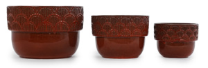 Grand pot de fleurs en céramique gaufrée bordeaux de style vintage américain - Écologique, durable, texturé, avec trou de drainage pour la maison - Product Image 6