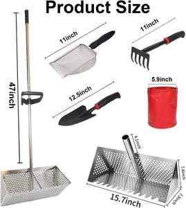 Râteau à sable détachable avec manche long de 47 pouces, tamis pliable à dents de requin, pelle à mailles, râteau à griffes et gants pour la <span class=keywords><strong>plage</strong></span> - Product Image 2
