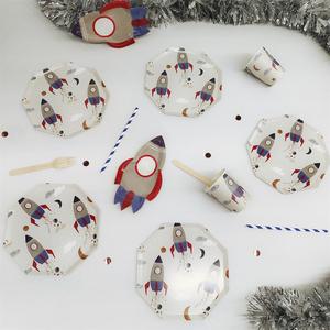 DAMAI Kids Birthday Dinnerware Astronaut Space Theme Paper <b>Disposable</b> <b>Tableware</b> Set Paper Plates Cups Napkins Party Decorations - Product Image 2