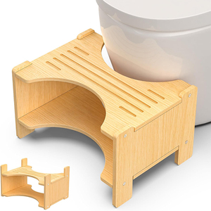 Taburete de Baño de Bambú, Taburete de Madera para Inodoro para Adultos, Antideslizante, Portátil, Escalones para Orinar para Niños - Product Image 1