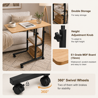 Table portable pour ordinateur portable, bureau d'ordinateur réglable en hauteur avec étagères de rangement, poste de travail flexible pour la maison et le bureau