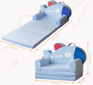 Sillón Infantil <span class=keywords><strong>Plegable</strong></span> Portátil, Cama de Esponja de Alta Densidad con Diseño de Avión de Dibujos Animados para el Descanso del Bebé - Product Image 4