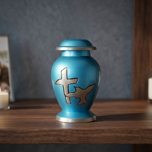 Blue Engraved Cremation Urn Metal Keepsake Memorial <b>Ashes</b> Cremation Urn Custom Name Suitable <b>for</b> Adult - Product Image 2