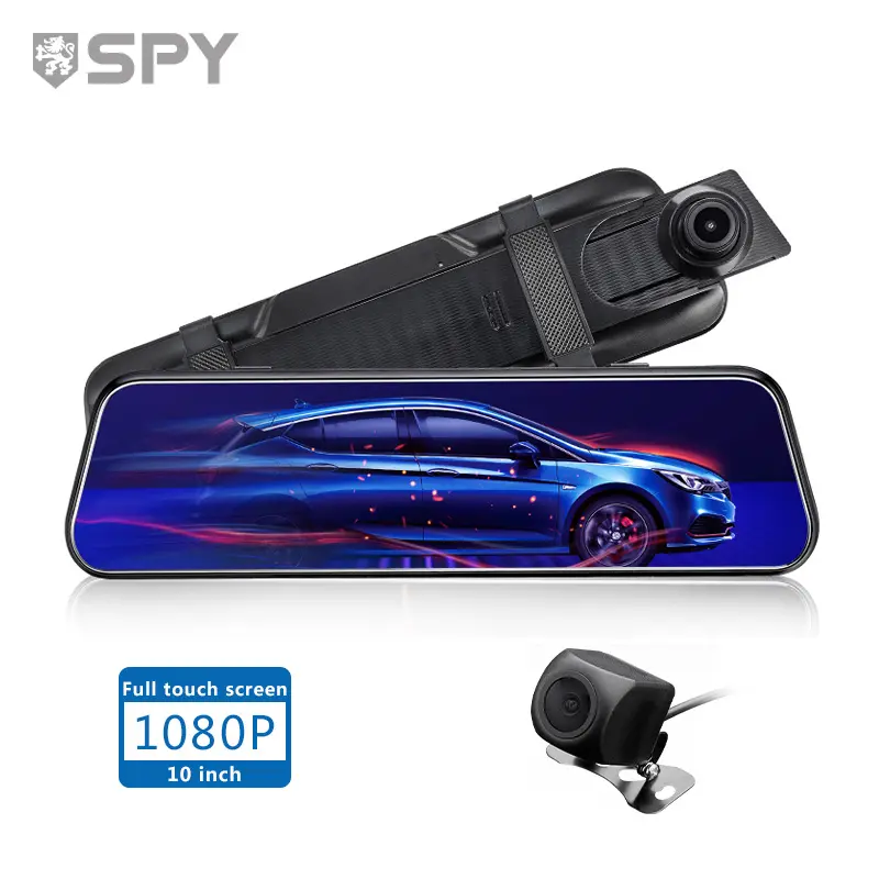 Camera 10" Full HD Touch Screen Mirror Dash Cam 170 Front and 140 Rear View Camera Dual Lens with Night vision