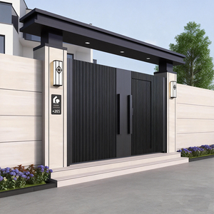 Cancello Automatico a <span class=keywords><strong>Doppia</strong></span> <span class=keywords><strong>Anta</strong></span> in Metallo Durevole per Cortile con Elegante Cancello Interno, Design Moderno ed Ecologico - Product Image 4