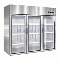 Congélateur vertical à triple porte vitrée, commande numérique, refroidissement par air, vitrine transparente pour supermarché