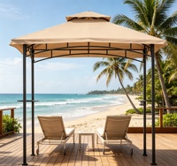 UPLION Gazebo de jardin à double niveau avec grillades, étagères latérales et crochets pour barbecue extérieur, patio, jardin et terrasse