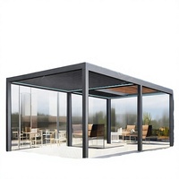 Pergola bioclimatique motorisée en aluminium à lames orientables, installation facile, pour extérieur, éco-responsable, jardinage, éclairage LED