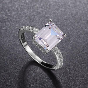 Luz de lujo 925 joyería de compromiso de plata esterlina moda Simple 4CT corte esmeralda VVS GRA Moissanite mujeres anillos de promesa - Product Image 6