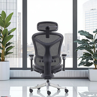 Chaise de bureau ergonomique moderne en tissu maillé réglable, avec pieds en alliage d'aluminium, garantie de 3 ans, vente en gros par le fabricant chinois