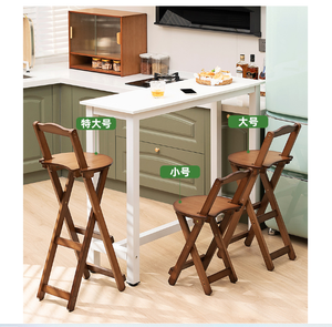 Taburetes altos de bambú para Bar y bar, sillas con respaldo, taburetes redondos plegables - Product Image 6