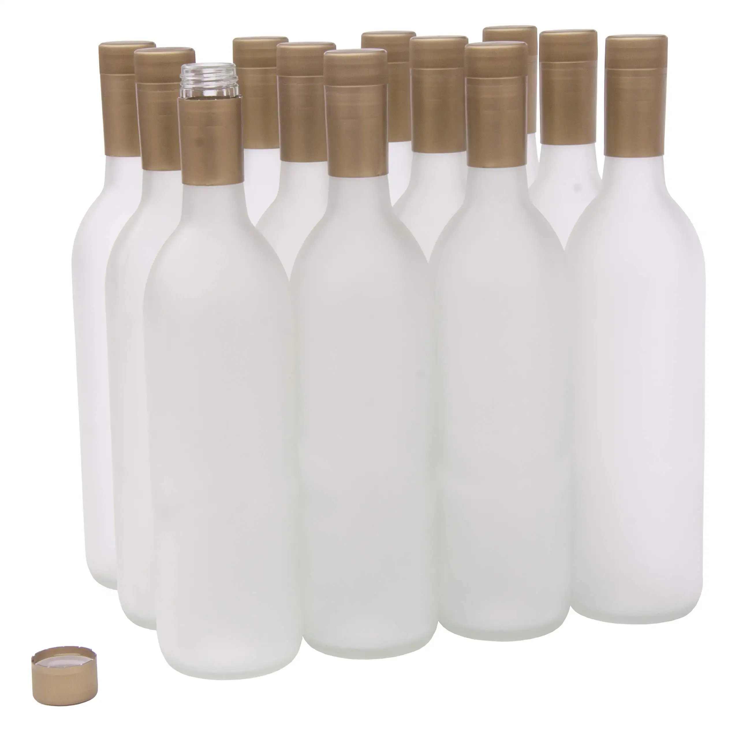 Botellas de vino de vidrio Bordeaux de 750ml con cápsulas Twist-N-Seal-Estuche de 12 (esmerilado)