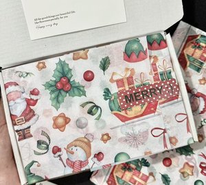 17g Christmas <b>tissue</b> <b>paper</b> packaging featuring cartoon snowman and Santa Claus <b>pattern</b> clothing gift packaging Customizable - Product Image 1
