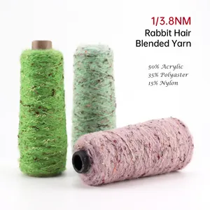 1/3.8NM 50% acrylic 35% polyester 15% nylon polyamide dyed crochet cotton combed flat knitting machine fancy spun blended yarn