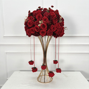 Boule de fleurs artificielles en soie réaliste populaire, centre de table fait main au design moderne pour mariage et décoration intérieure - Product Image 1