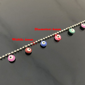 Cadena de cuentas de acero inoxidable multicolor con ojo turco |   Cadena de Bolas con Ojo Turco para la Creación de Joyería DIY |   Se vende por metro o por rollo - Product Image 5