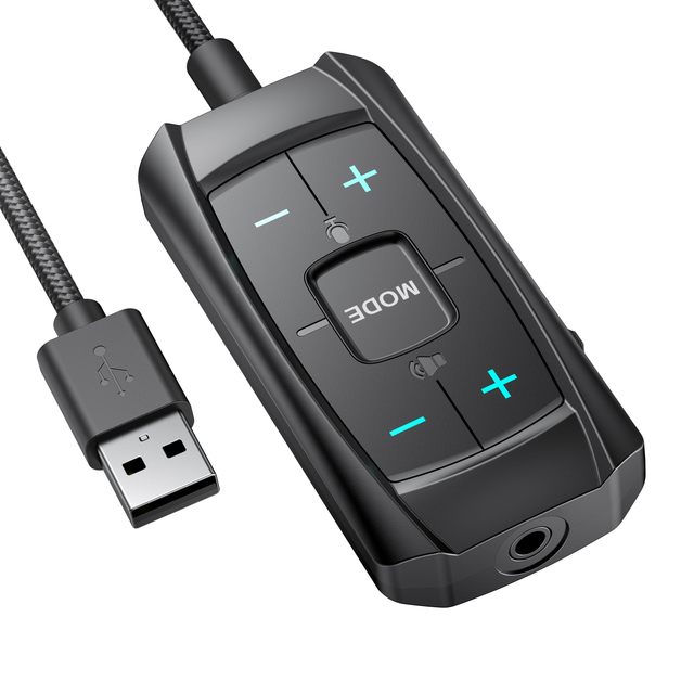 USB Audio Adapter External Sound Card Converter With 3.5mm Aux Stereo for Headsets Laptops Desktops