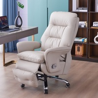 Chaise de bureau ergonomique confortable pour dirigeant, hauteur réglable, repose-pieds inclinable, vérin à gaz, design moderne, structure en bois, cuir synthétique