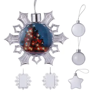 Ornamenti per l'albero di natale 2.4 pollici 4.5 pollici di plastica natalizia aperta con molte forme di sublimazione decorazione a sfera trasparente vuota