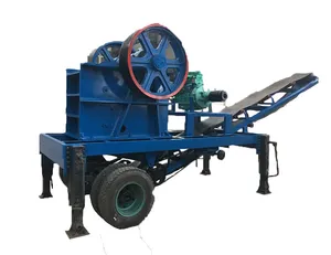 Trailer driven Jaw stone crusher wheeled mobile crushing plant