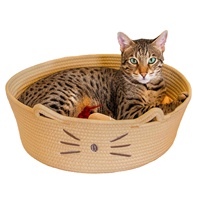 Panier de lit convertible pour chat avec coussin en peluche organisateur de stockage de jouets en corde de coton doux pour chats petits à moyens usage domestique intérieur