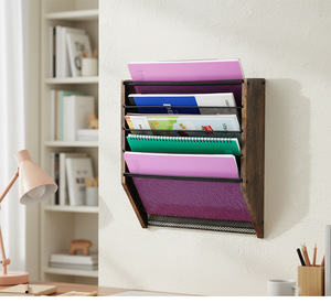 Unidad de estantería montada en la pared de 3 niveles, <span class=keywords><strong>estante</strong></span> colgante escalonado sin madera rústica para cocina, oficina, sala de estar, esquina, Oficina - Product Image 2