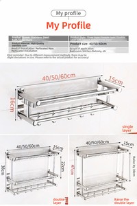 Acciaio inossidabile senza trapano <span class=keywords><strong>a</strong></span> parete vassoio Design porta asciugamani da bagno porta porta asciugamani da bagno - Product Image 3