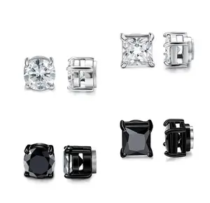 Wholesale crystal magnetic earrings men black magnetic stud earrings