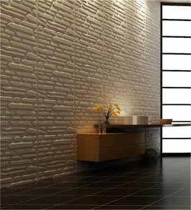 무료 배송 양각 보드 3D Mdf 벽 패널 장식 돌, 무광택 흰색, 500x500MM,12 개/상자
