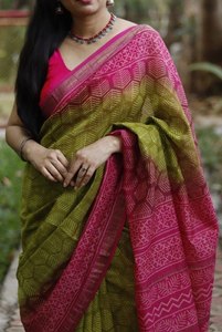 Lino moderno Impresión digital Saree Trending Party Style Ropa india y pakistaní - Product Image 4