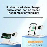 Station de charge pliable 3-en-1 personnalisée avec logo, support de charge magnétique sans fil pour iPhone, Apple Watch et écouteurs XY13