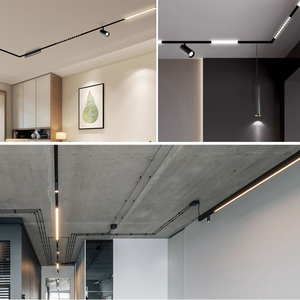 LOSO Prix de gros Éclairage magnétique intérieur moderne Éclairage sur rail magnétique à LED en aluminium noir - Product Image 4