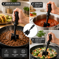 Hachoir à viande premium 5 lames, pilon manuel pour hacher le bœuf, ustensile de cuisine résistant à la chaleur pour OEM
