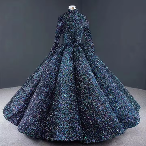 Suministro transfronterizo Vestido de <span class=keywords><strong>novia</strong></span> <span class=keywords><strong>Falda</strong></span> tutú <span class=keywords><strong>Novia</strong></span> Fantasía Bola de lentejuelas Rendimiento Cuello alto Vestido de noche de manga larga - Product Image 5