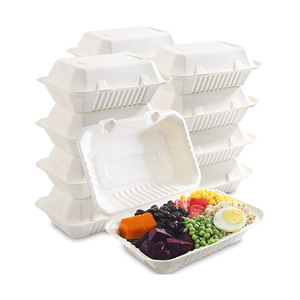 100% Biodegradable Container Food Takeaway Packaging Sugarcane Bagasse Pulp Paper Lunch Box