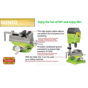 Table de travail multifonctionnelle en alliage d'aluminium 2-en-1 avec mèche de fraisage et de perçage, base pivotante et table croisée miniature - Product Image 4