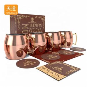 Tasses à bière en acier inoxydable doublées de cuivre de 16 oz avec poignée, logo personnalisé - Product Image 3