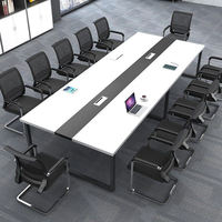 Table de conférence en bois fabriquée en usine, table de conférence, table de conférence pour 12 personnes, table de réunion commerciale, ensemble de mobilier commercial