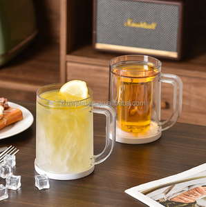 Taza congeladora de Gel de doble pared, tazas de hielo de cerveza para congelador, tazas de congelador para beber, tazas de cerveza de plástico transparente con asa, 13,5 oz - Product Image 2