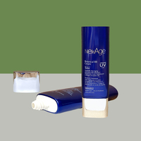 Kemasan tabung plastik aluminium kosong datar Oval 30ml kemasan tabung kosmetik biru untuk tabir surya krim BB tabung Remas kosmetik